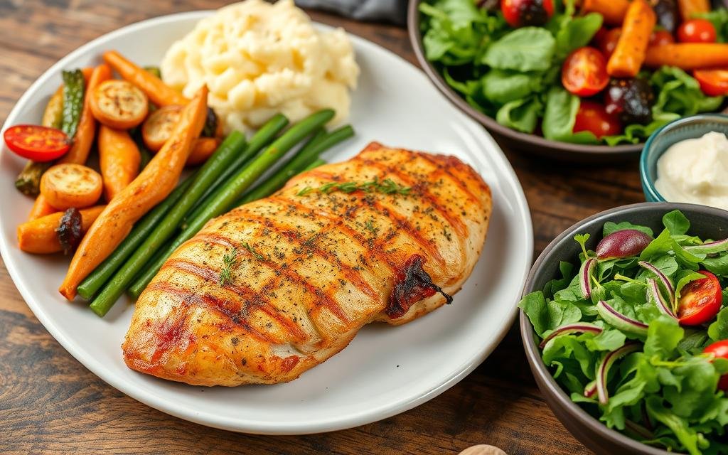 Italian seasoning chicken with side dishes